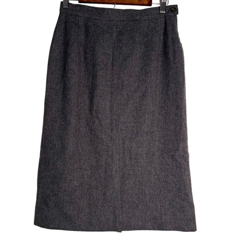 Pendleton‎ Womens 10P 100% Virgin Wool Solid Charcoal Gray Vintage Midi Skirt